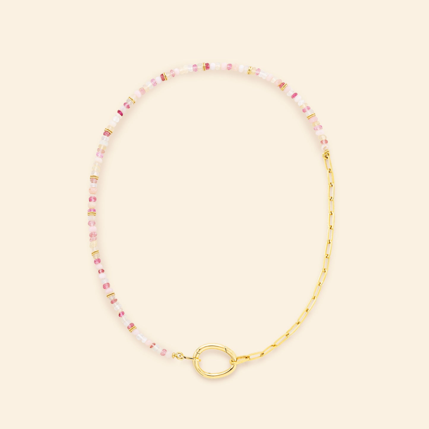 Collier Lien Pierres Rose pâle S