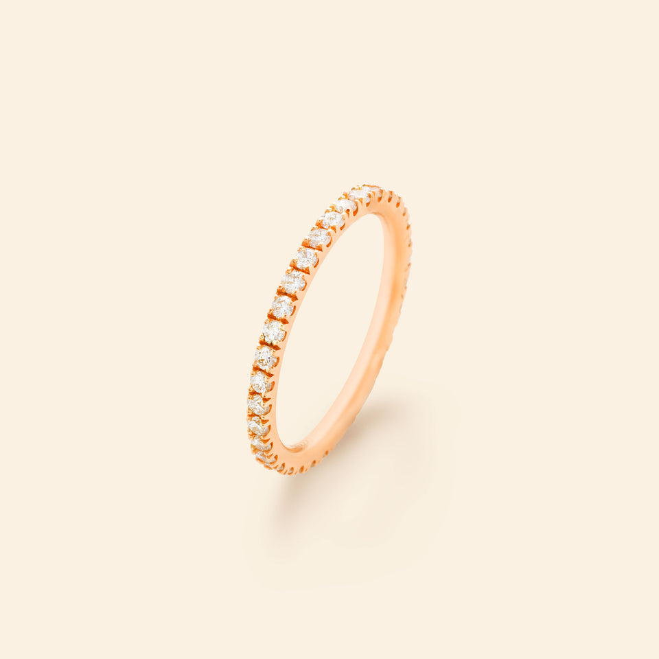 Micro Serti Wedding Band Pink gold