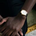 M Cut Watch - Yellow gold with White Dial