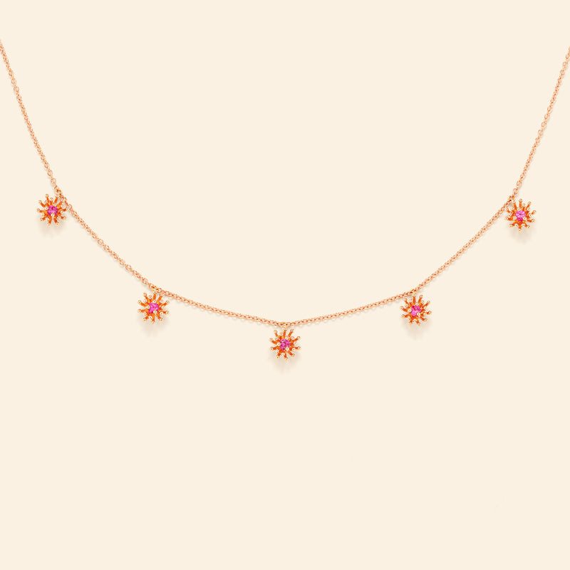 Petit Cactus Rose Necklace Pink Gold Mellerio