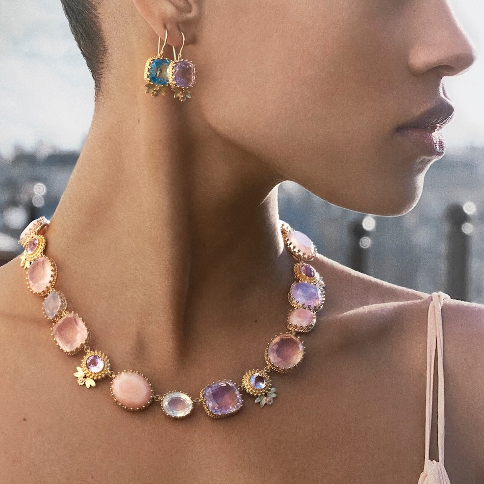 Collier Pierreries Rose