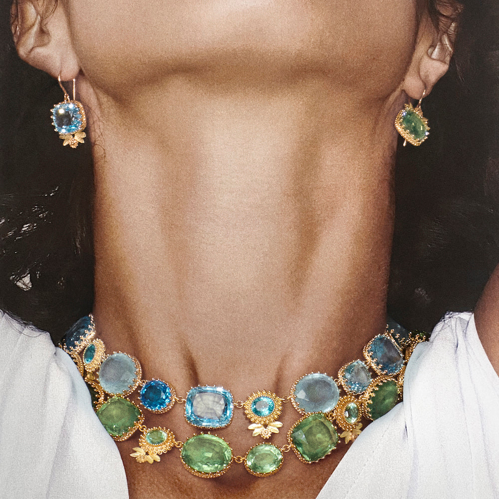 Collier Pierreries Bleu