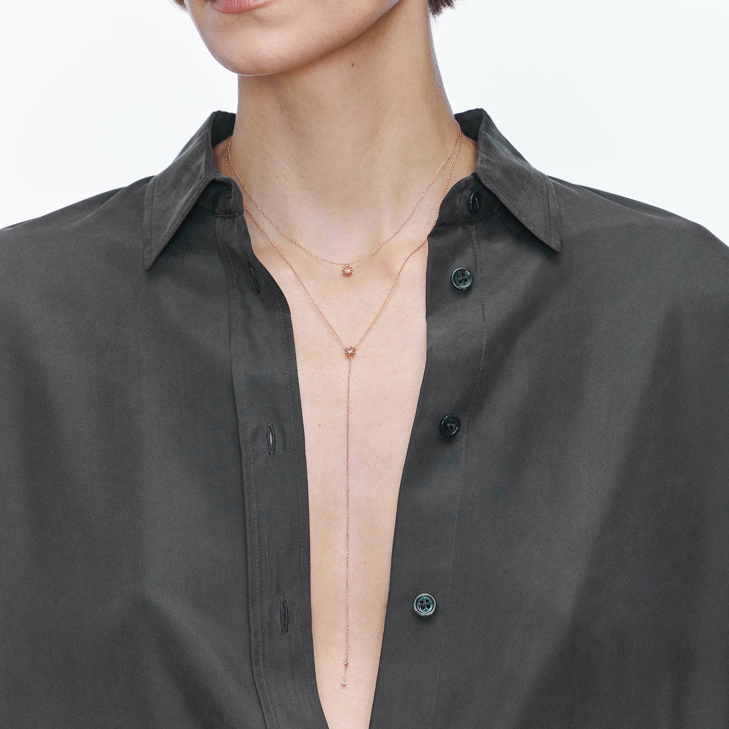 Petit Cactus Y Necklace Diamond Pink Gold Mellerio