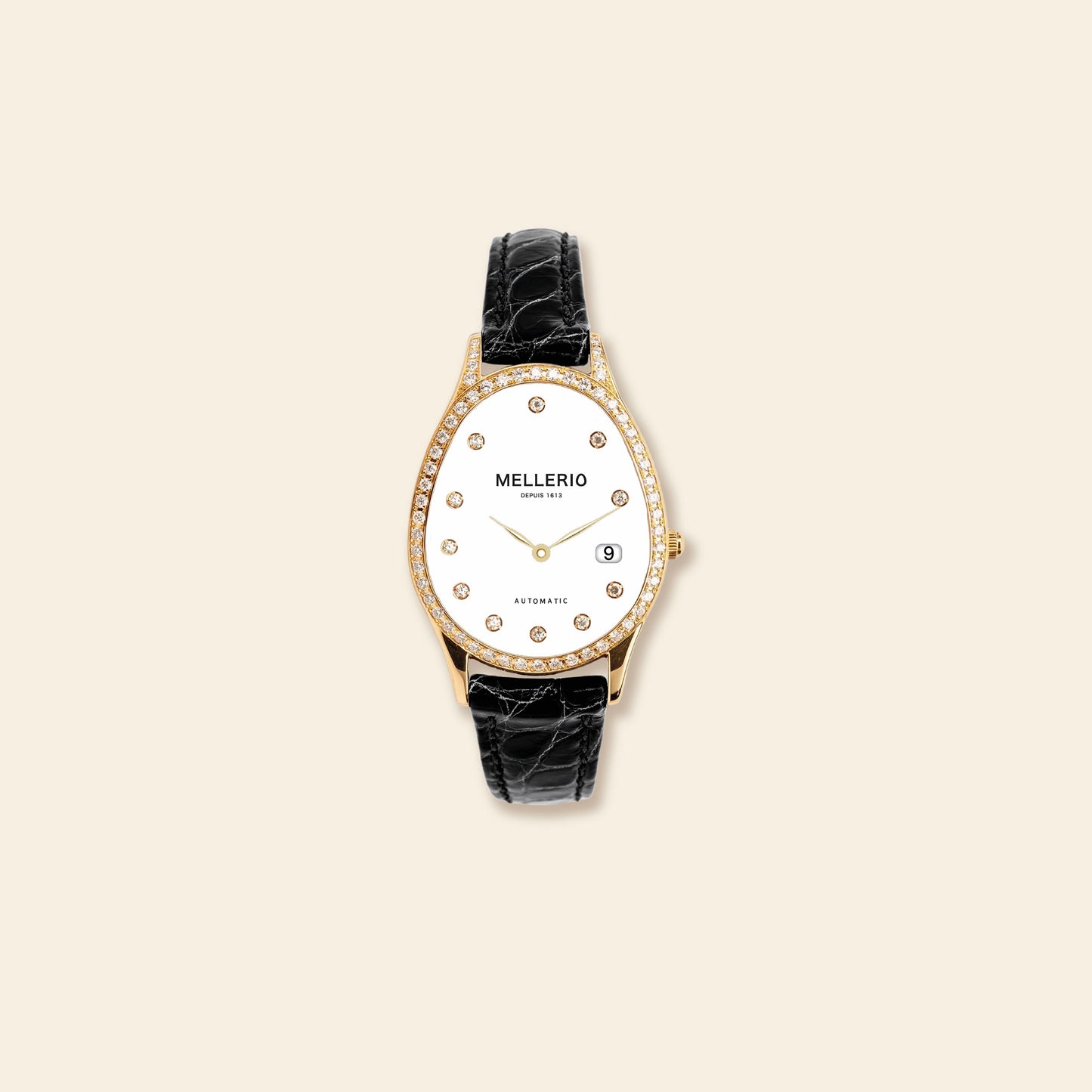 Montre Mini M cut pavée - Cadran blanc