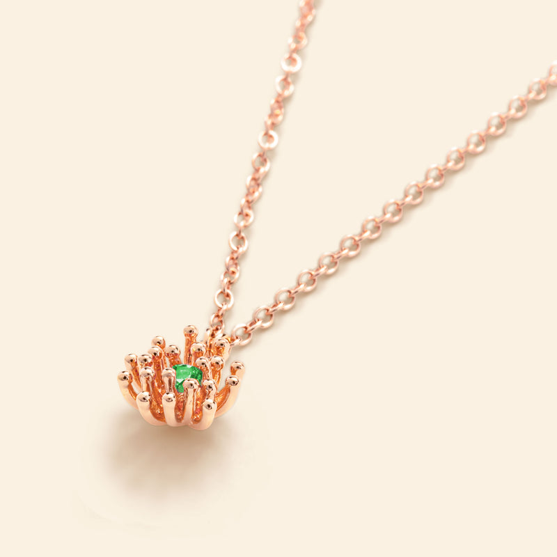 Le Petit Cactus Vert Necklace Pink Gold