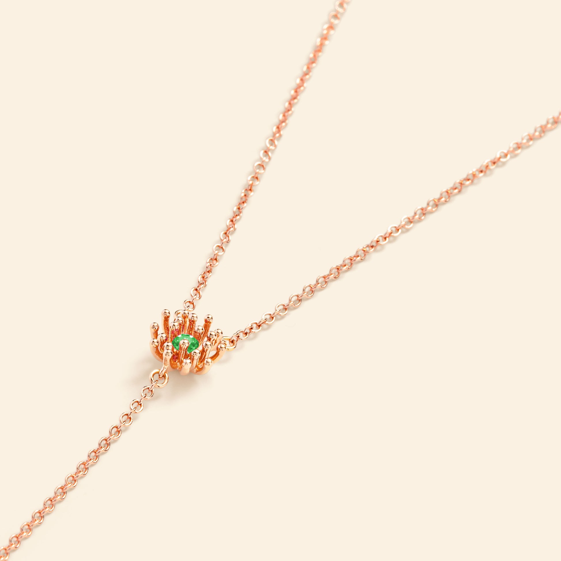 Petit Cactus Vert Y Necklace Pink Gold Mellerio