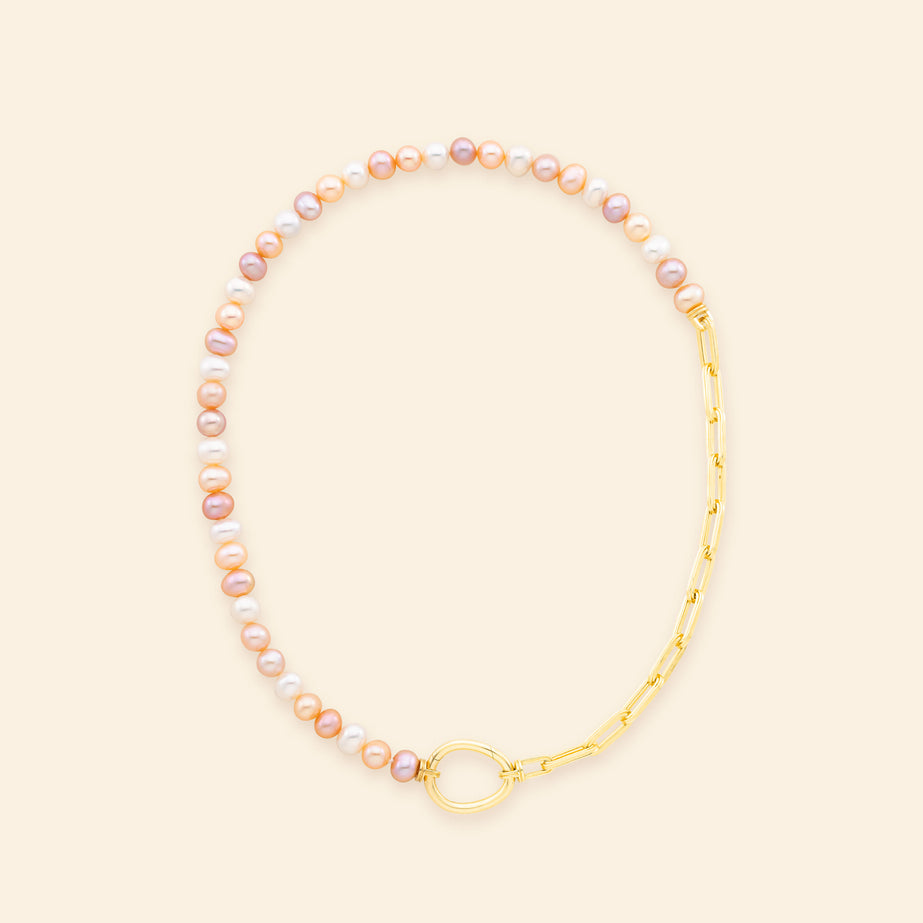 Collier Lien Perles Rose