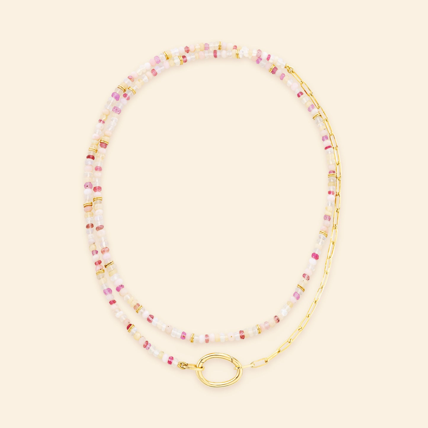 Collier Lien Pierres Rose pâle L