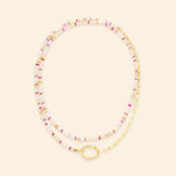 Collier Lien Pierres Rose pâle L