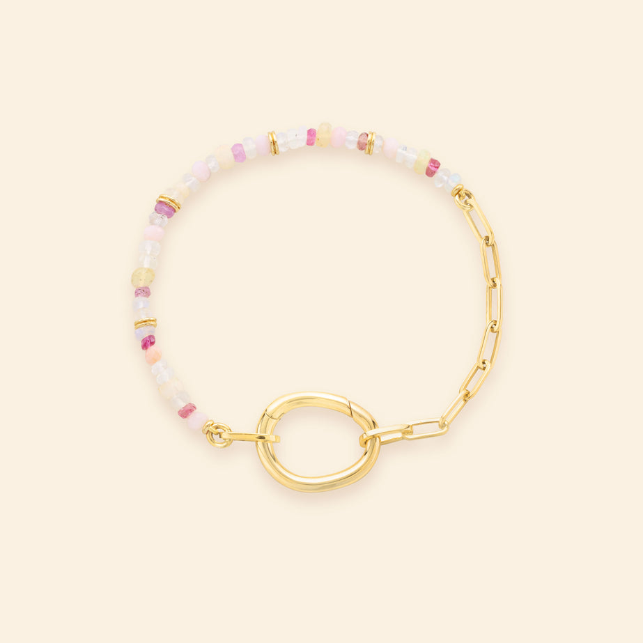 Bracelet Lien Pierres Rose Poudré