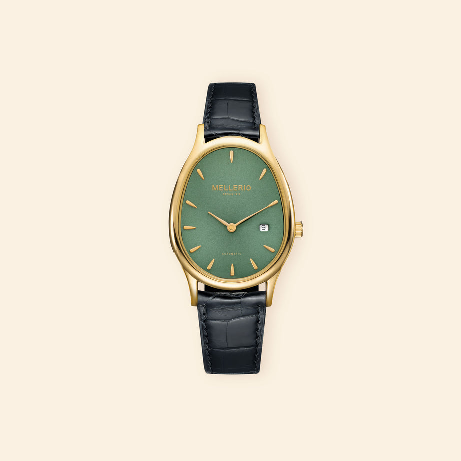 M Cut Watch - Yellow gold with Green Dial