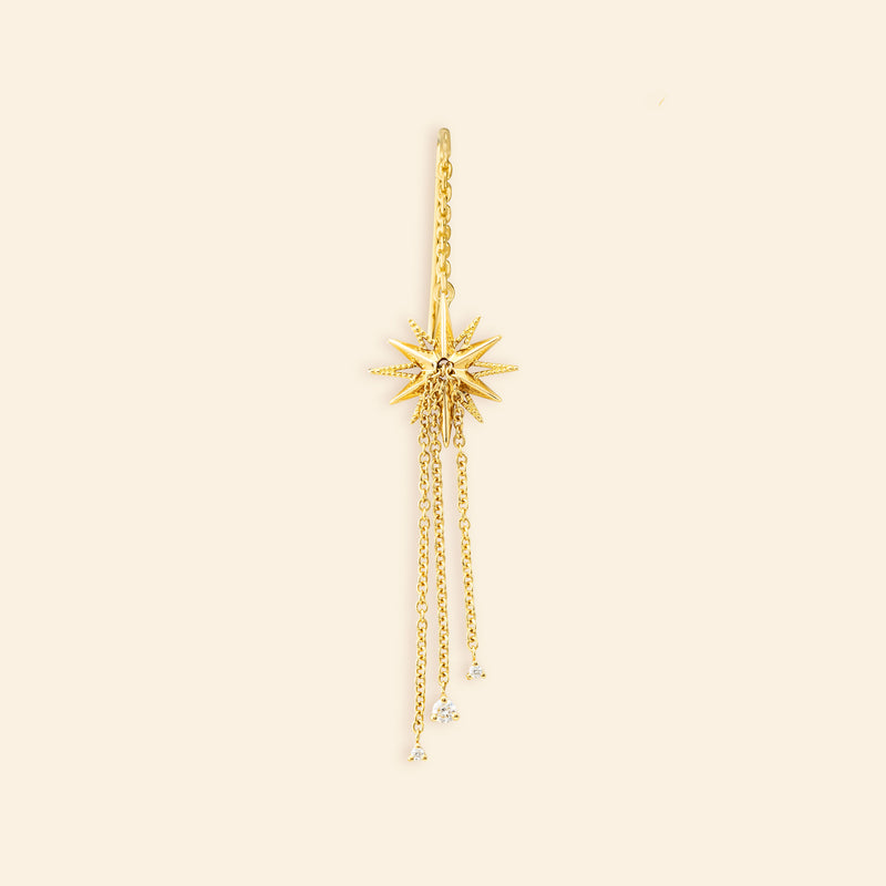 boucle d'oreille or jaune pendante avec diamants Mellerio