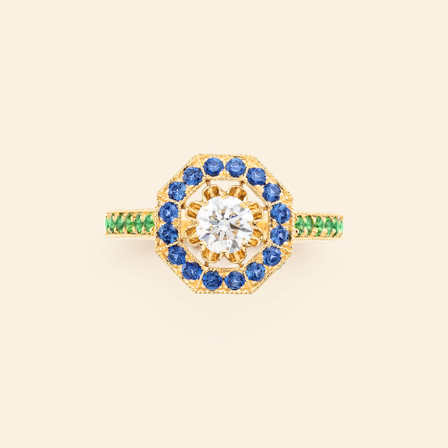 Diamond engagement ring yellow gold Maison Mellerio