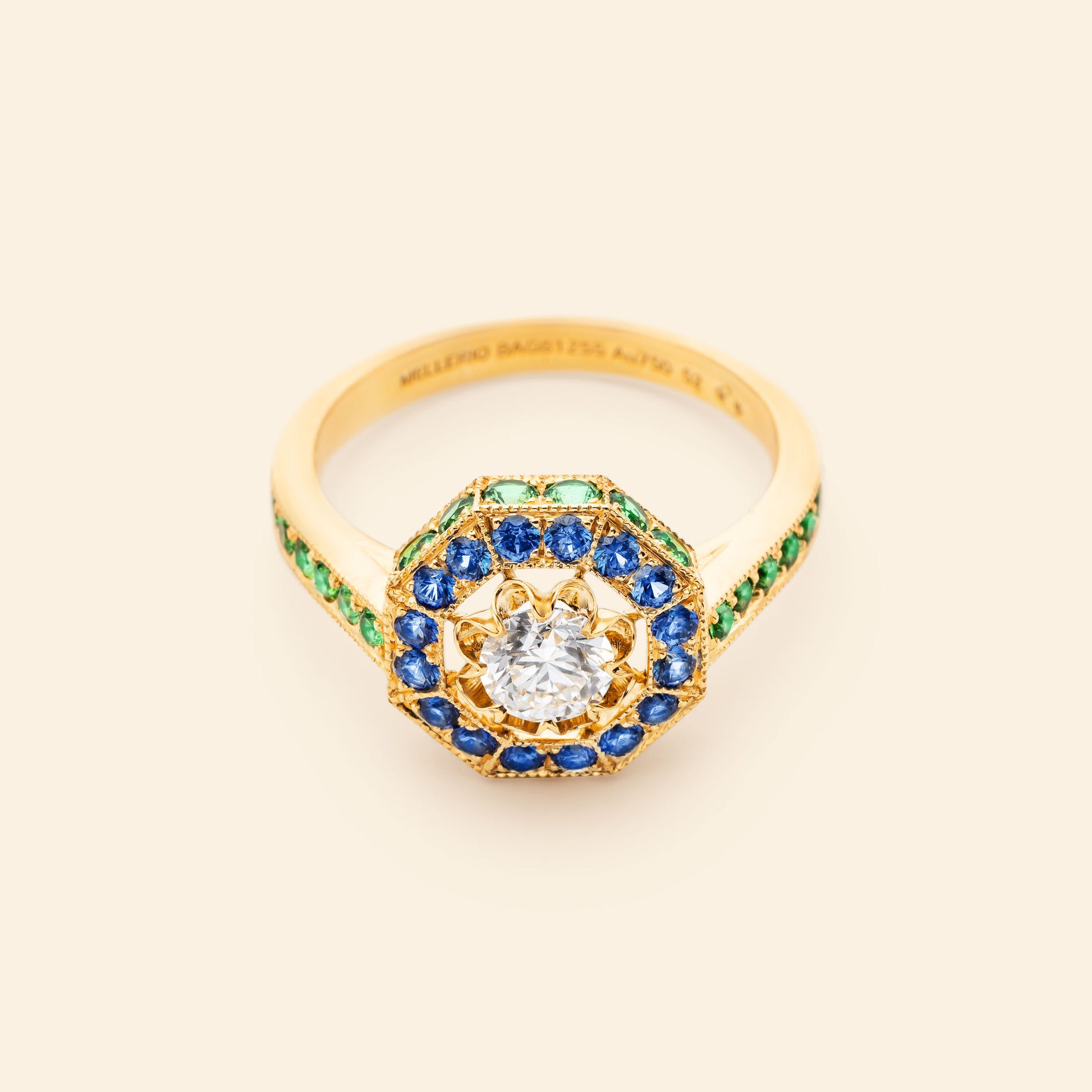 Diamond engagement ring yellow gold Maison Mellerio