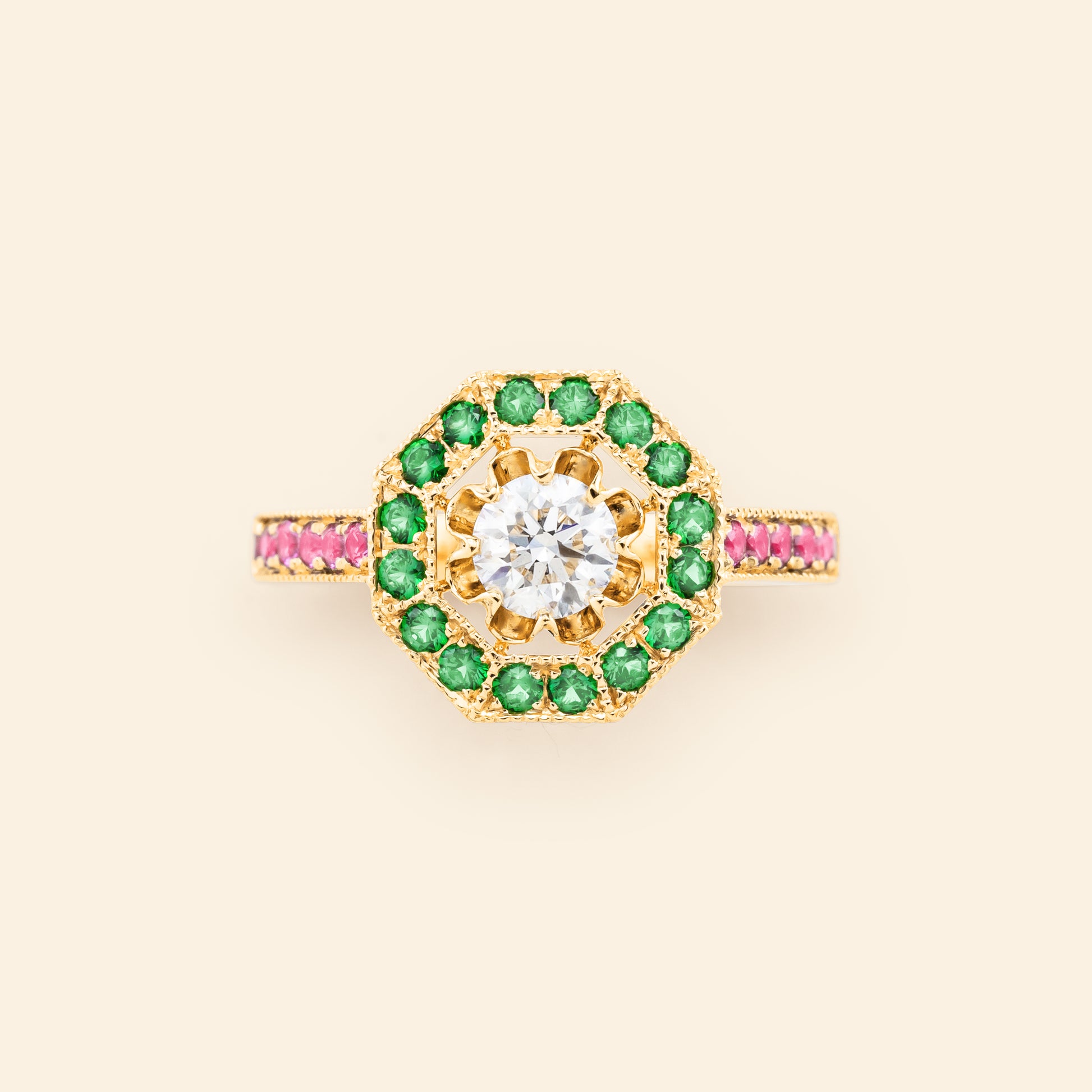 Diamond engagement ring yellow gold Maison Mellerio