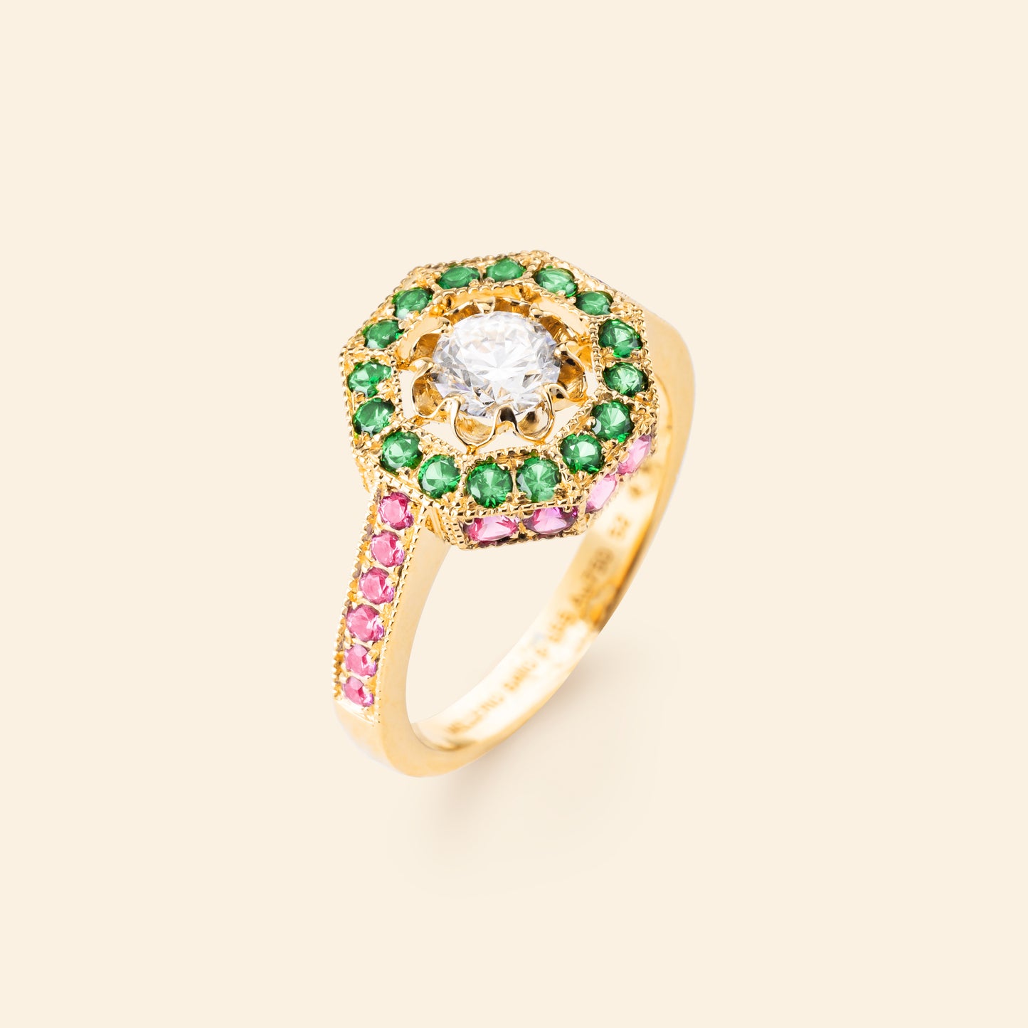 Diamond engagement ring yellow gold Maison Mellerio