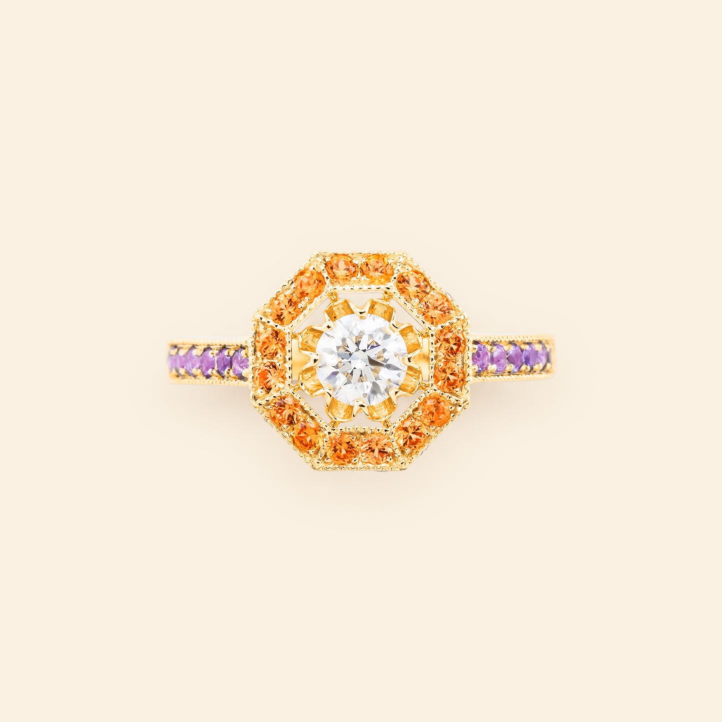 Diamond engagement ring yellow gold Maison Mellerio