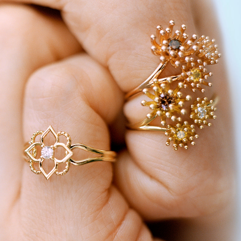 Giardino Ring Diamond Green Gold Mellerio