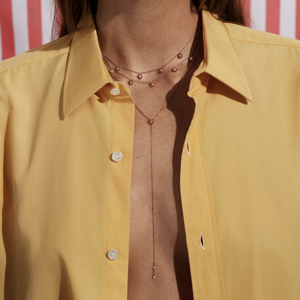 Petit Cactus Y Necklace Diamond Pink Gold Mellerio