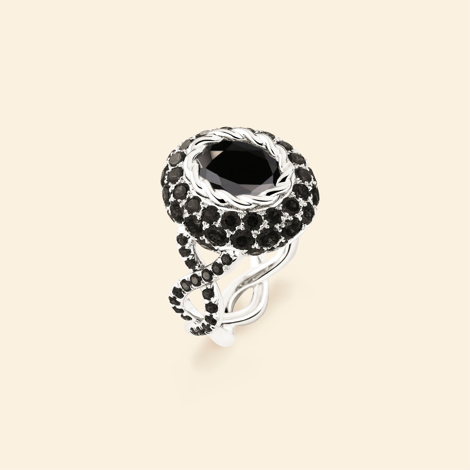 Pandora black stone ring deals
