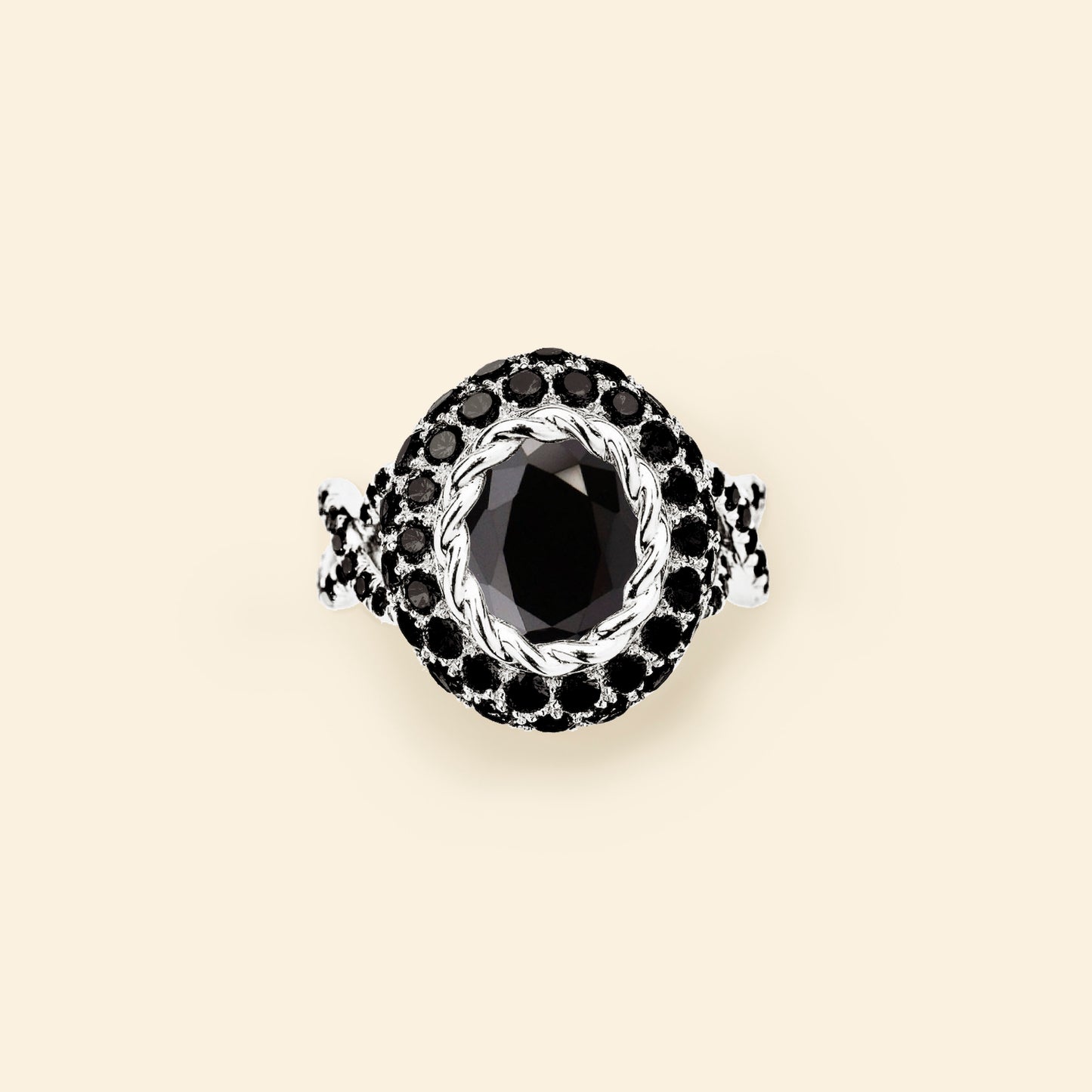 Bague or blanc diamant noir Mellerio