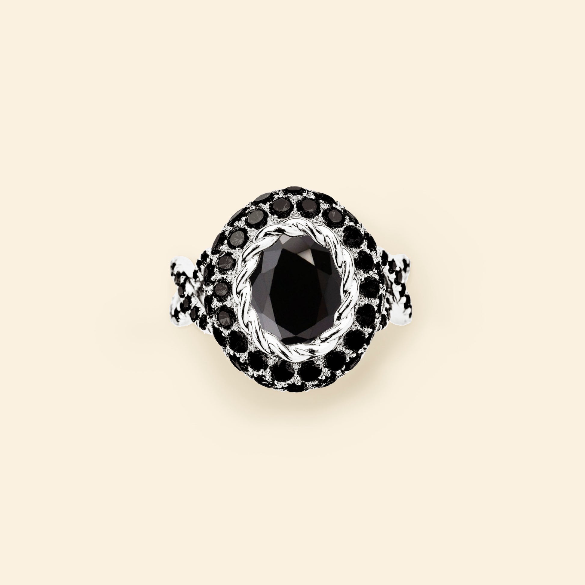 Bague or blanc diamant noir Mellerio