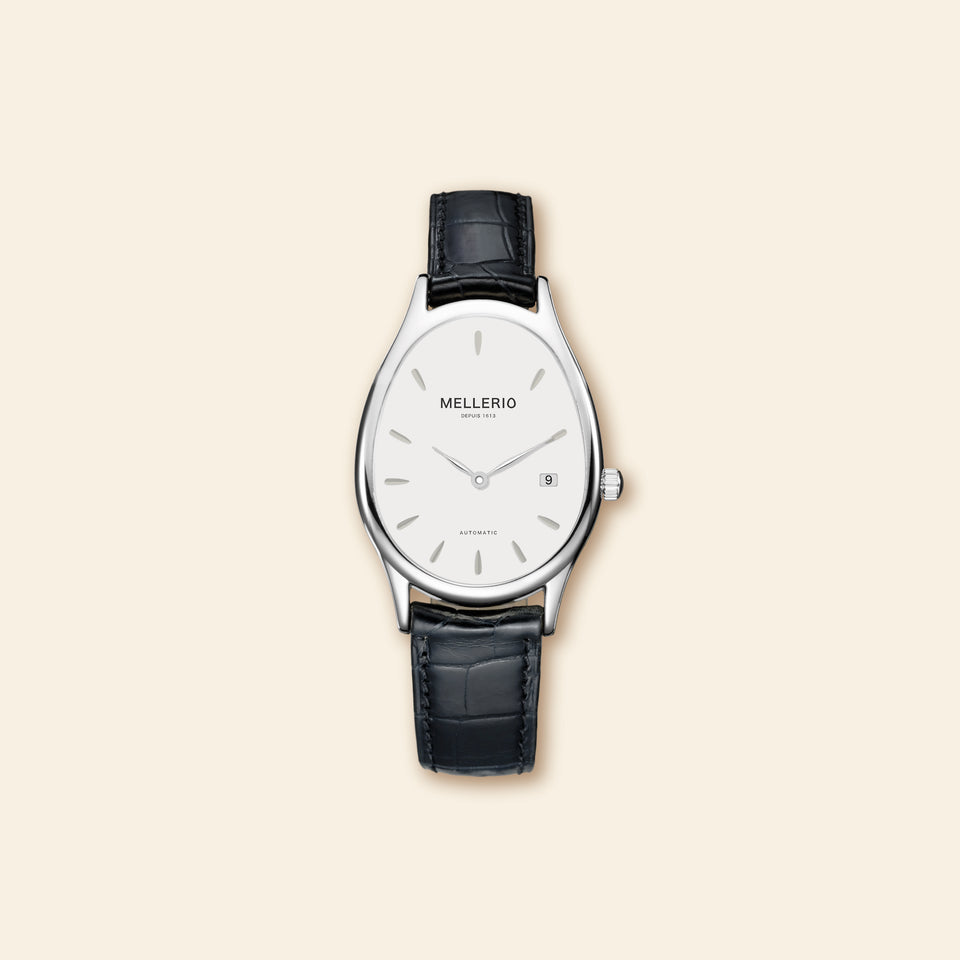 M Cut Watch - Steel with White Dial