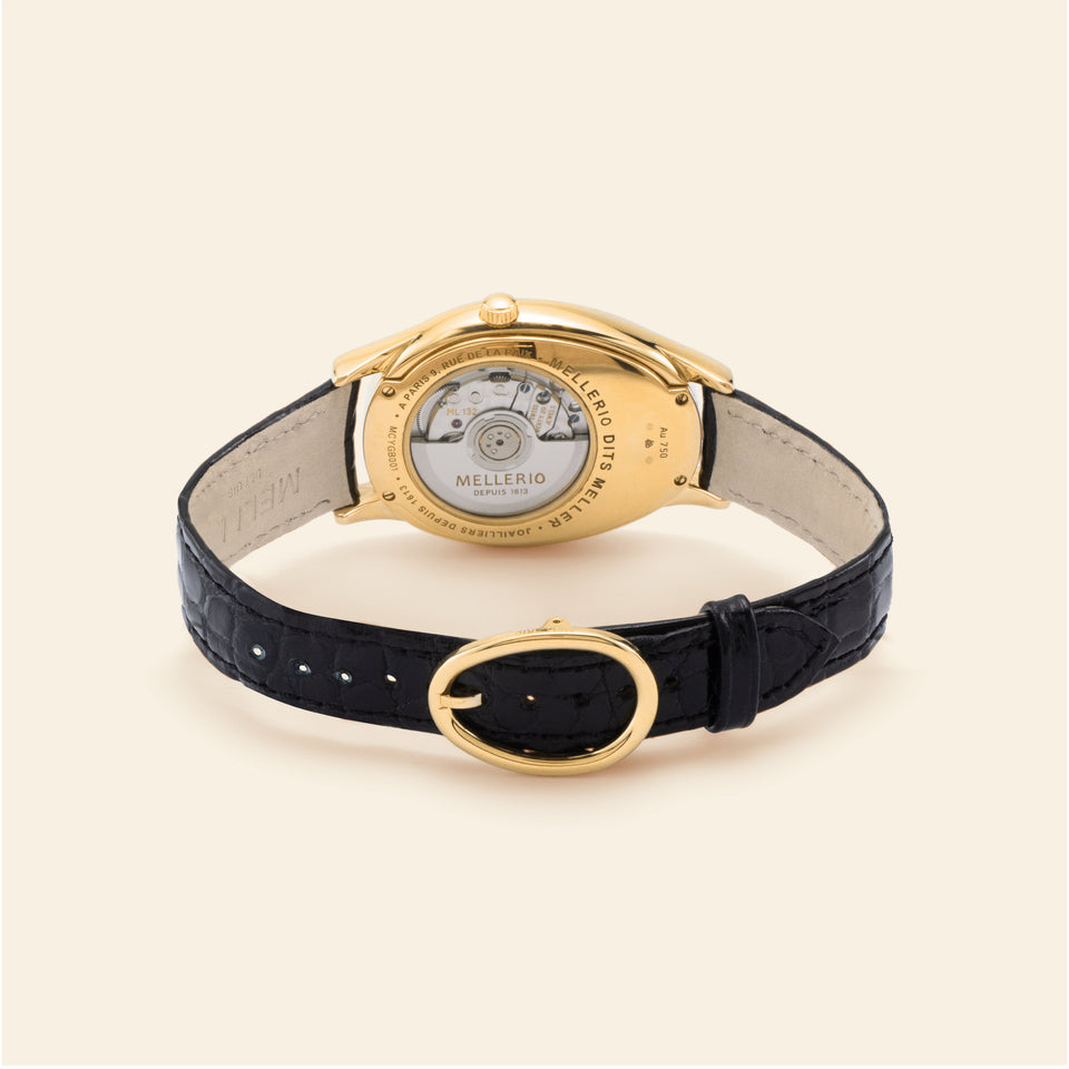 M cut Watch - Yellow gold with White Dial