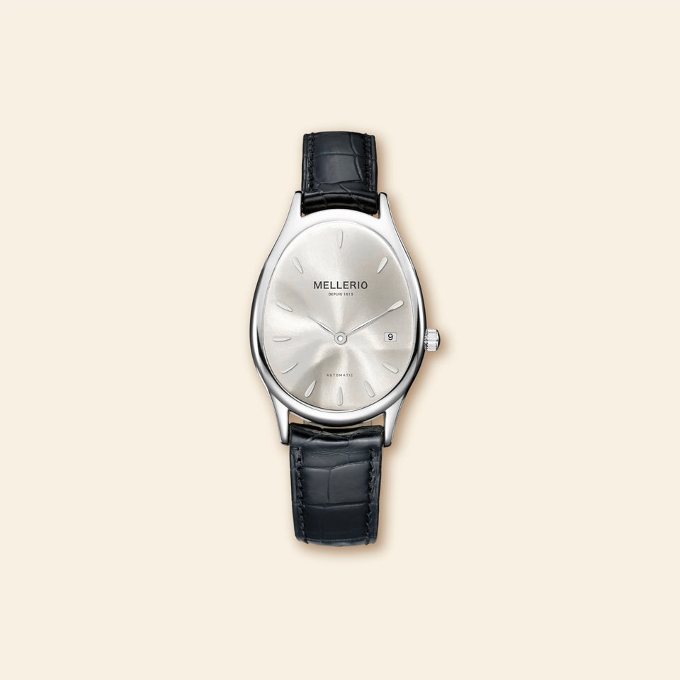 M Cut Watch - White gold with Silvery Dial