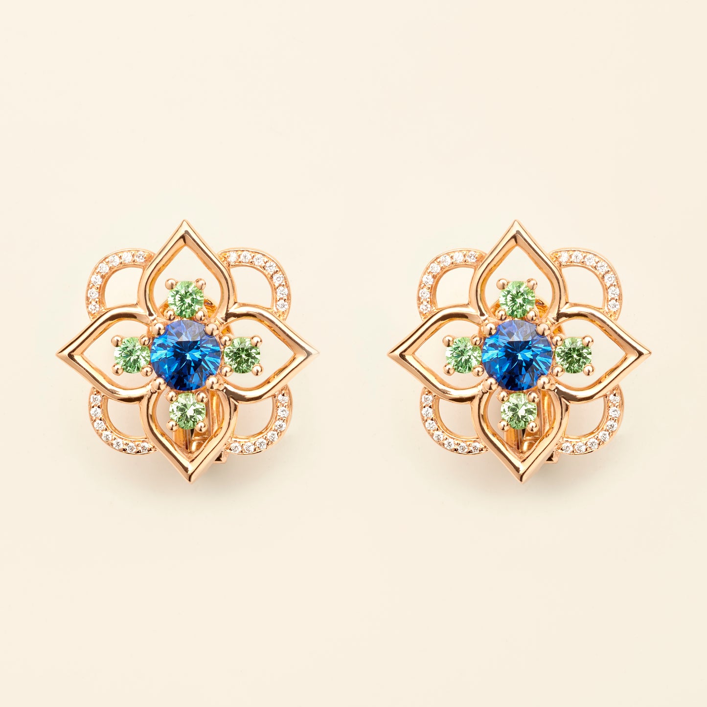 Giardino Sapphire Earrings Pink Gold Mellerio