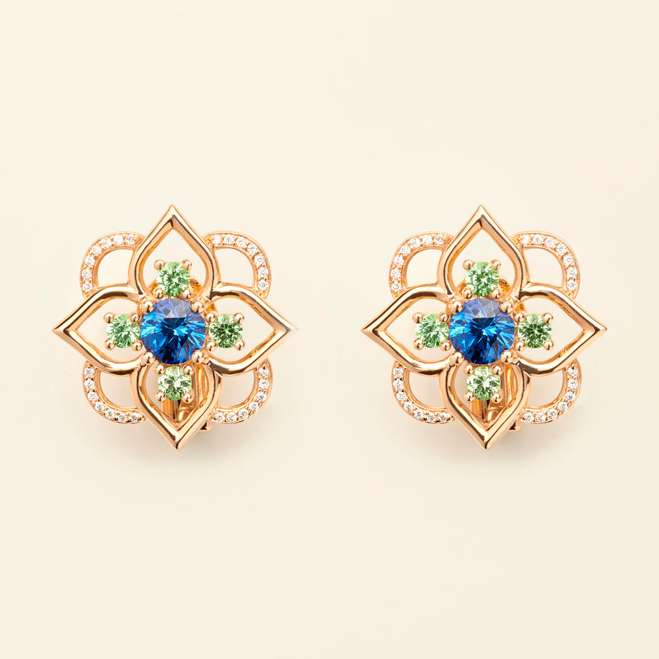 Giardino Sapphire Earrings Pink Gold Mellerio