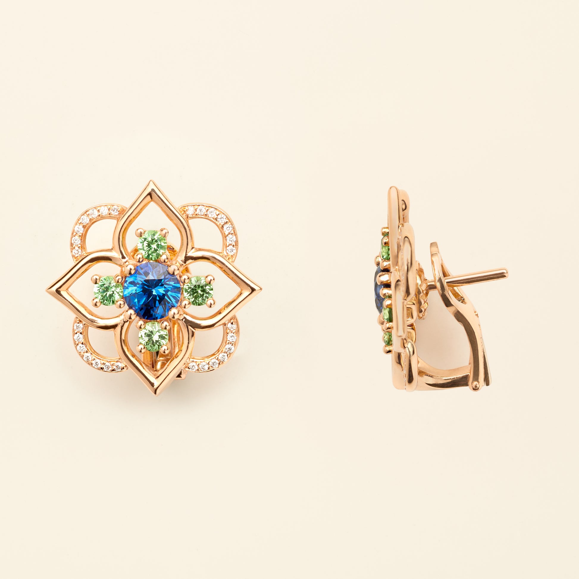 Giardino Sapphire Earrings Pink Gold Mellerio