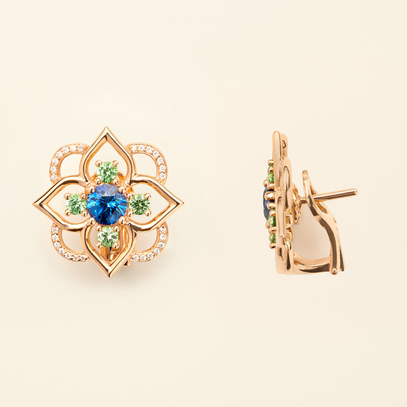 Giardino Sapphire Earrings Pink Gold Mellerio