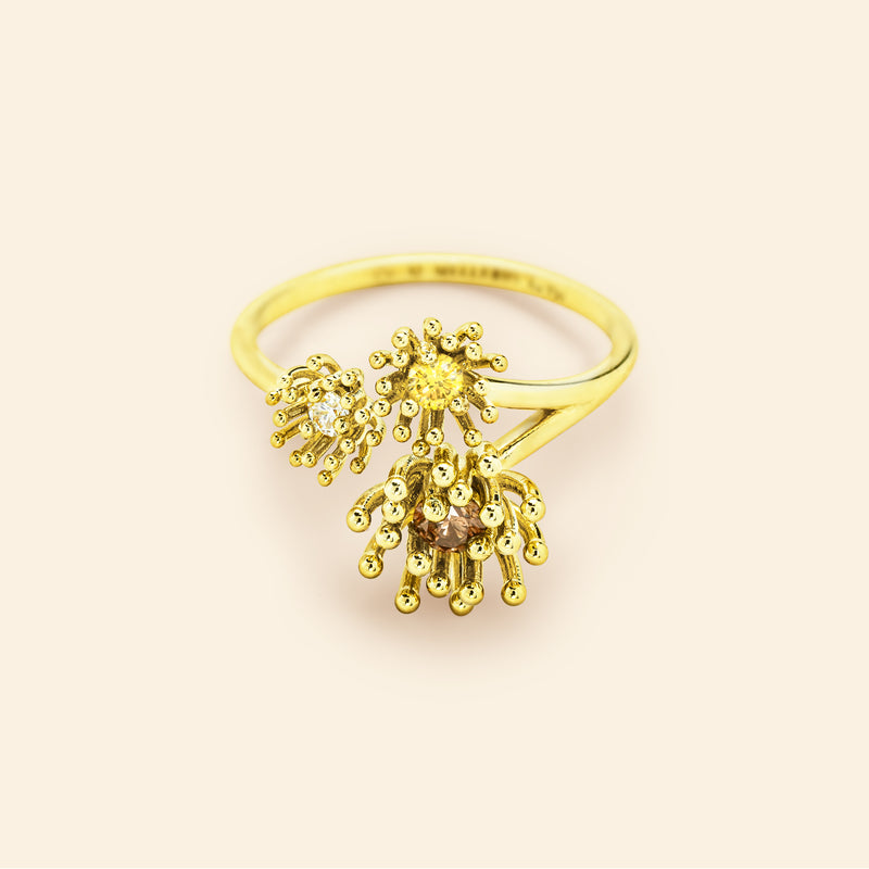 Le petit Cactus Vanille Ring 3 Patterns Diamond Green gold