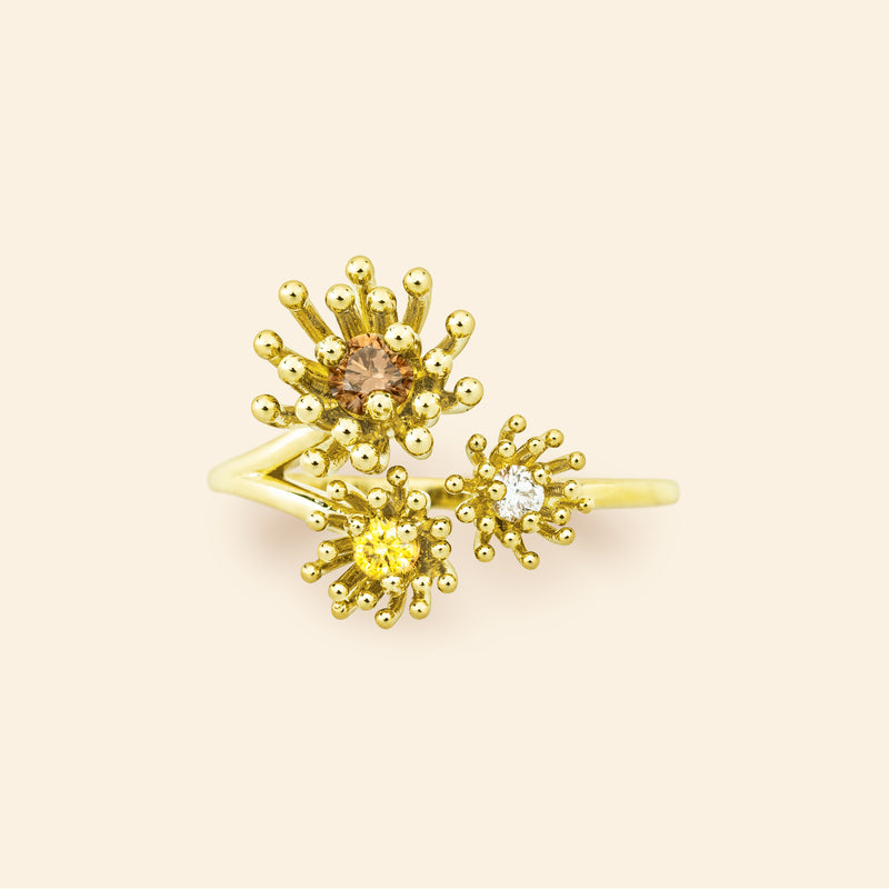 Le petit Cactus Vanille Ring 3 Patterns Diamond Green gold