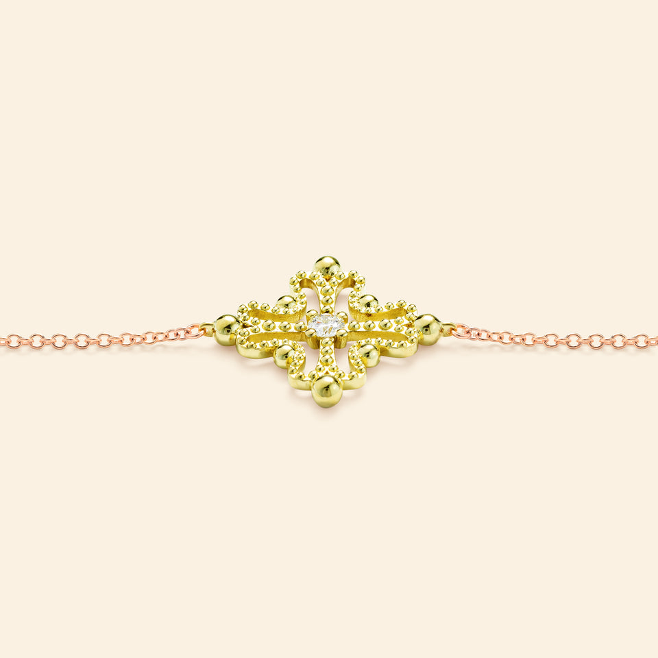 Nina Bracelet Diamond and gold Pearl Green gold