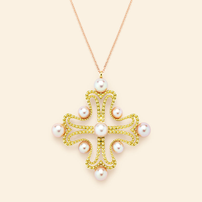 Nina Jumbo Necklace Pearls Green gold