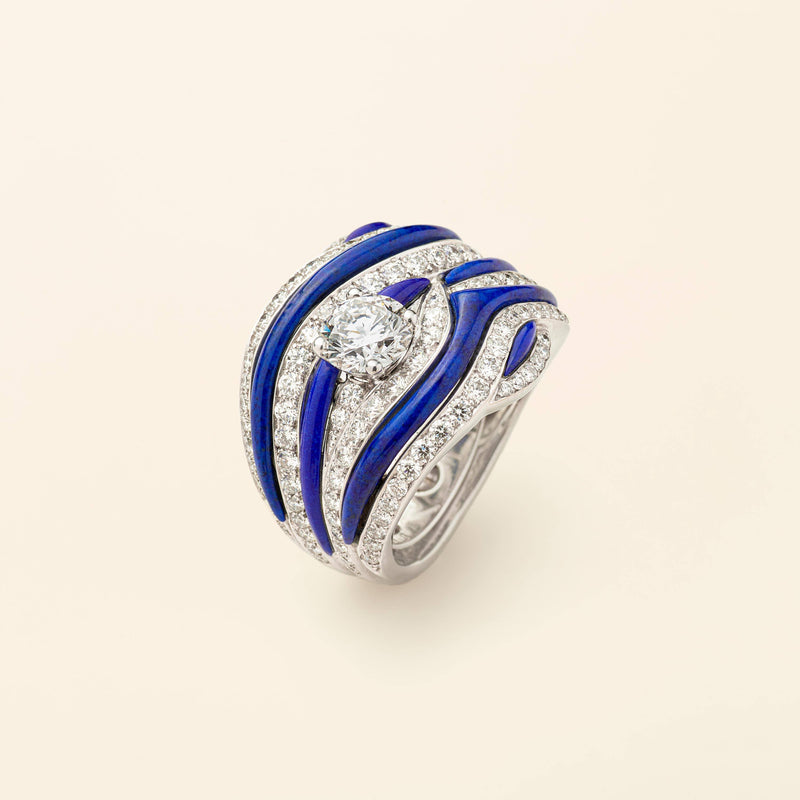 Bague Haute Joaillerie Diamant et Or Blanc Ondine Mellerio